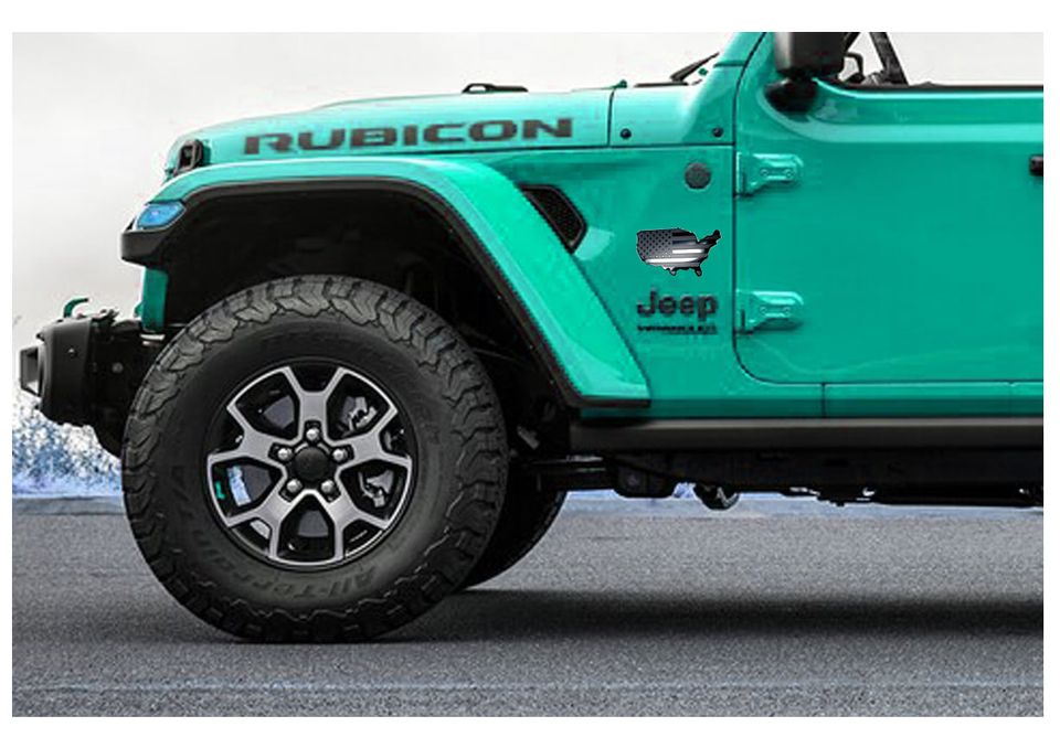 USA Black Metal Map Flag Emblem for Cars, Trucks 7"x4"