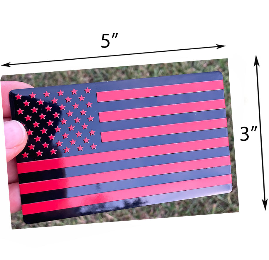 US Black Red Flag Emblem for Cars, Trucks 5"x3" 1pcs