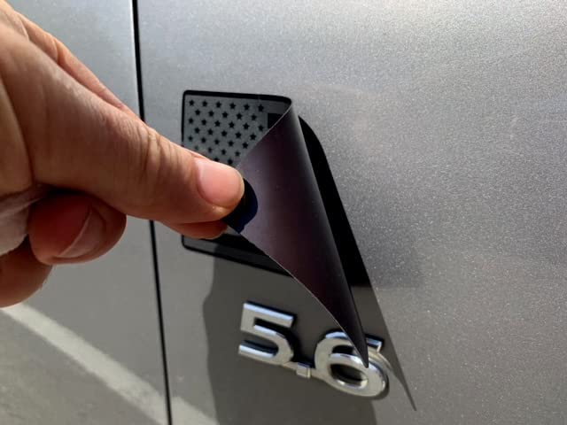 5"x3" Magnet American Flag Auto Decal for Cars Trucks, 2pcs Forward and Reverse Set (Black with Blue Line)