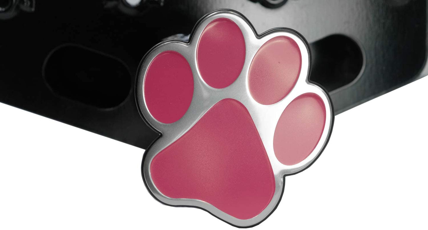 LFPartS Pink Dog Paw Emblem Metal Hitch Cover