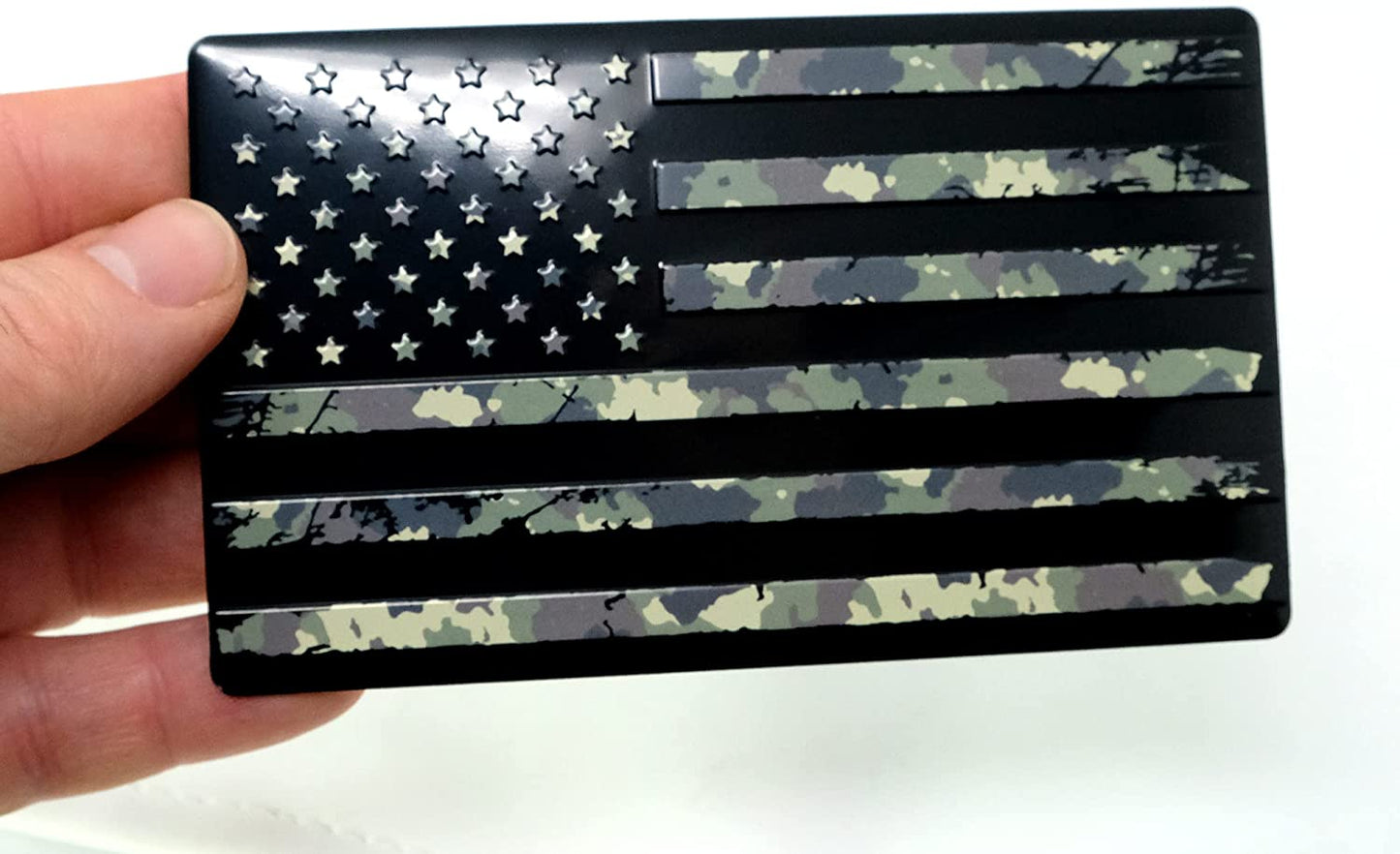 USA American 3D Metal Flag Auto Emblem for Cars Trucks 2pcs Forward and Reverse Set (5"x3", Military Black)