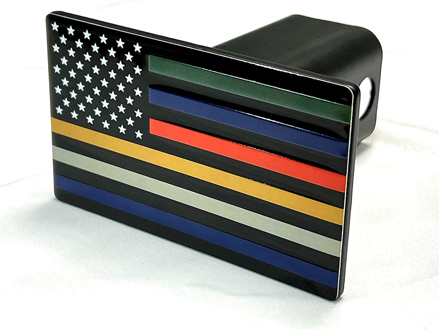 American Flag First Responders Metal Hitch Cover (Fits 1.25", 2", and 2.5" and 3" Receivers)