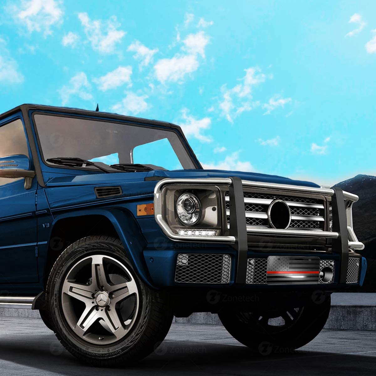 Red Line Black Flag License Plate