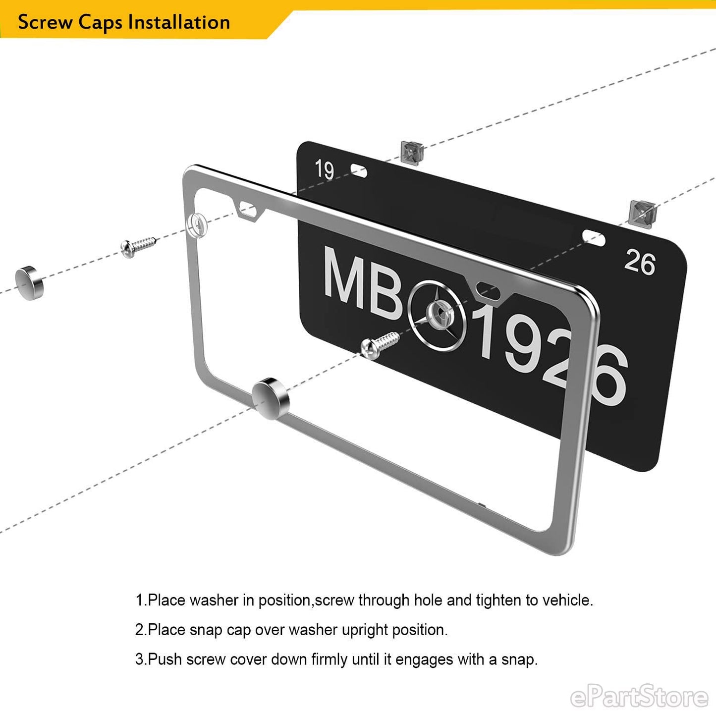 Slim Style Polished Stainless Steel License Plate Frame Mirror Finish 2 Holes