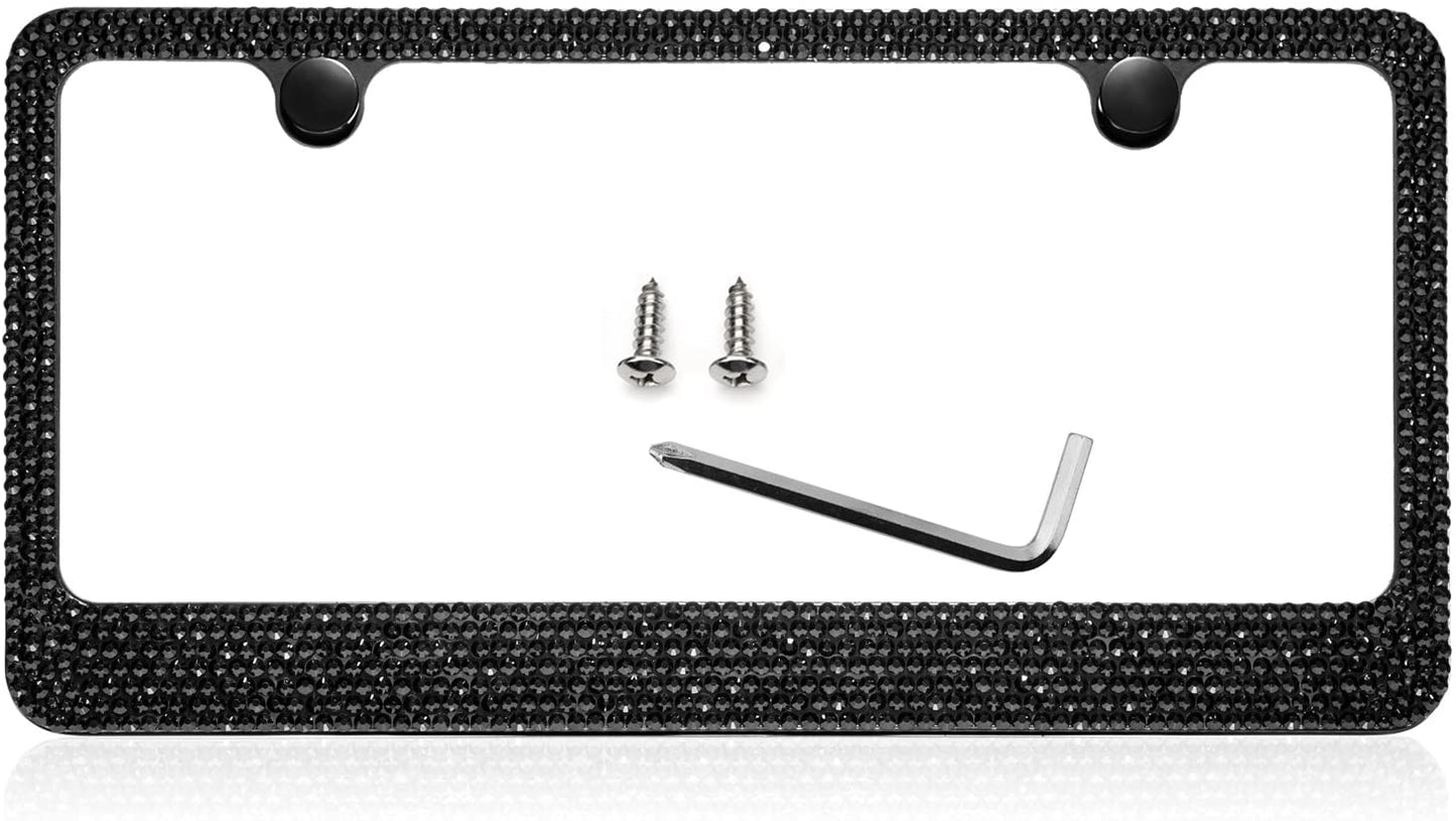 LFPartS Premium Diamond Crystal Rhinestone Metal License Plate Frame