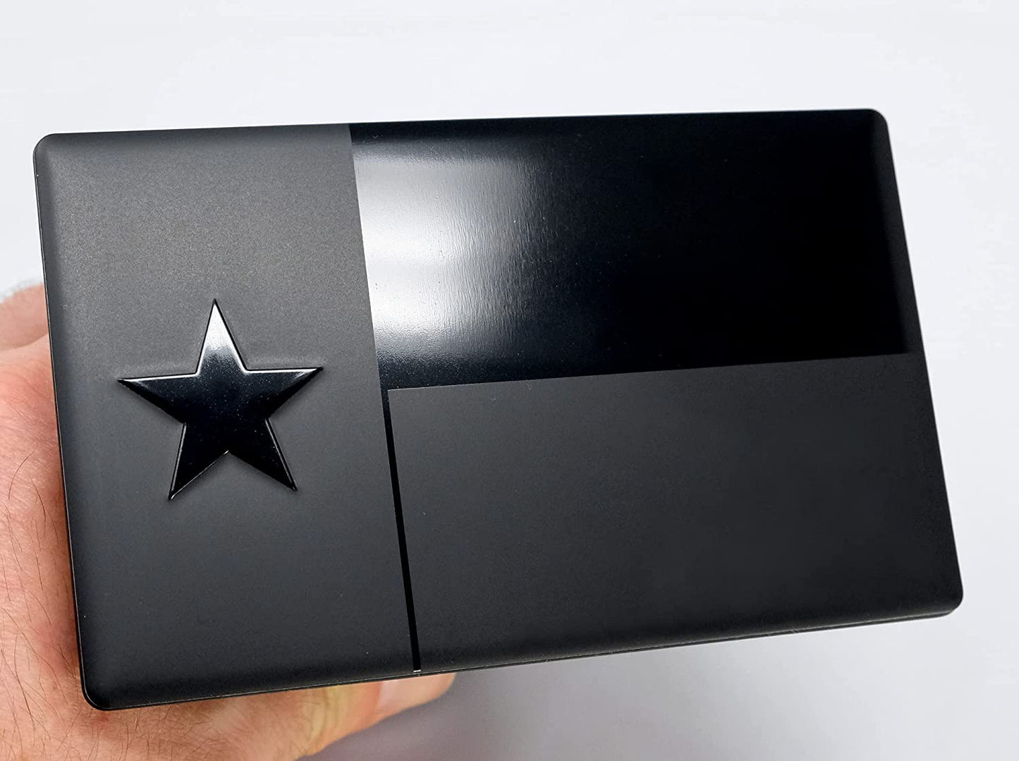 Texas Metal Flag Auto Emblem for Cars Trucks Forward and Reverse Set (5"x3", Black 2-Pack)