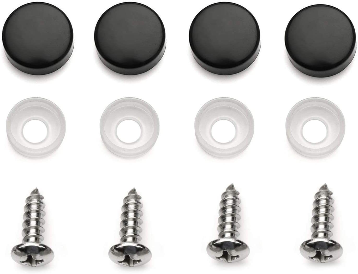 MULL Stainless Steel License Plate Black Frame American (Chrome Flag)