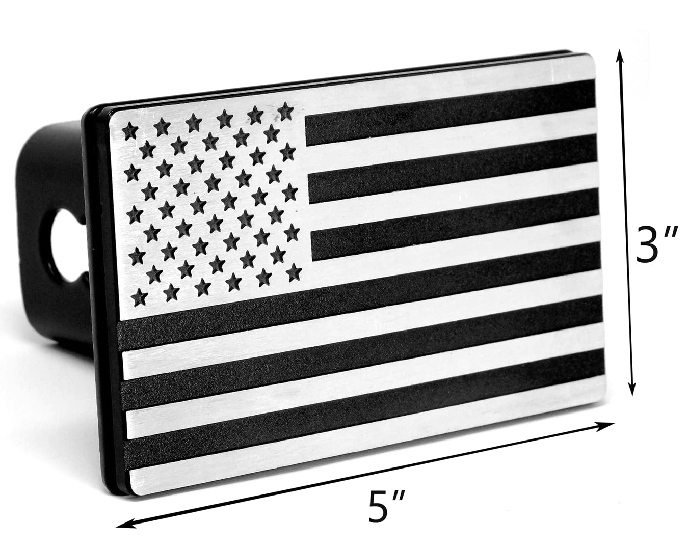 American Aluminum Chrome Flag Trailer Hitch Cover