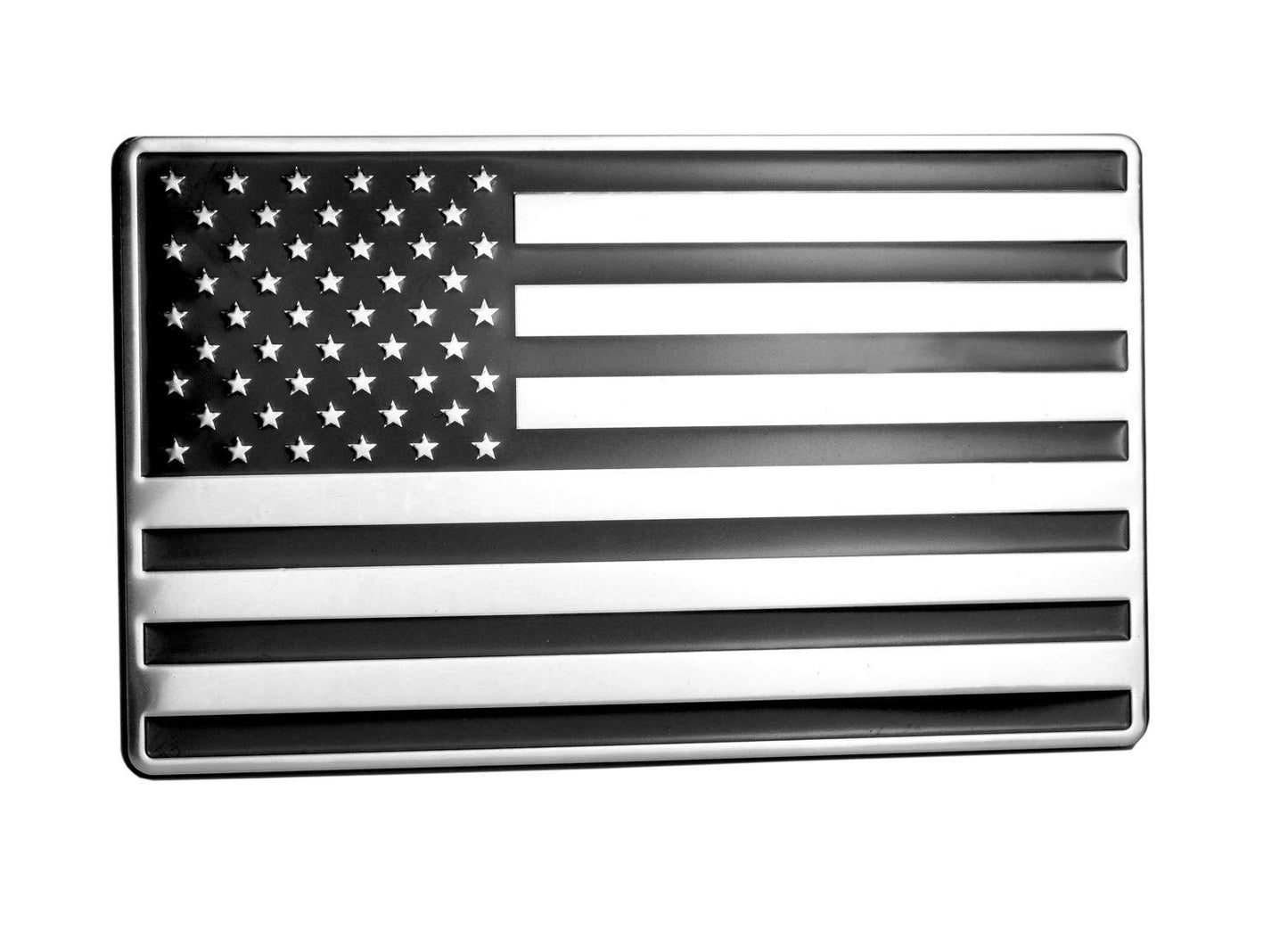 USA Black/Chrome Aluminum Flag Emblem for Cars, Trucks Laptop 5"x 3" 2pcs Forward and Reverse Set