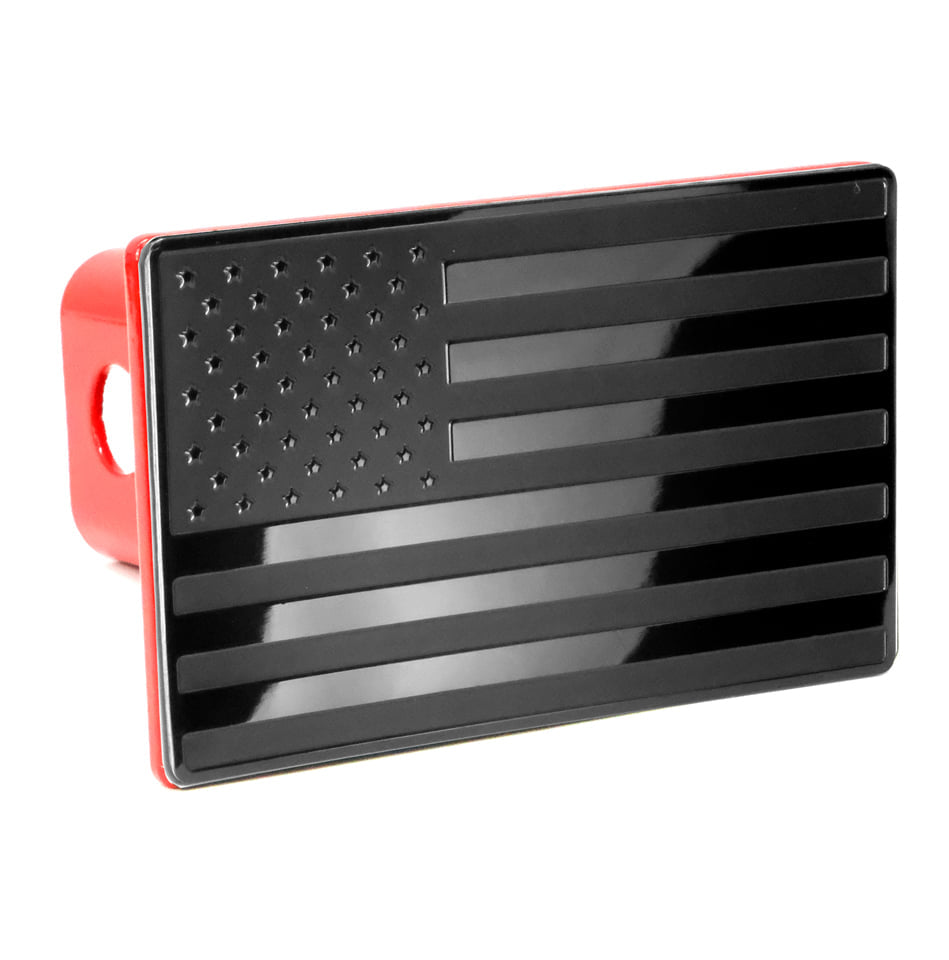 eVerHITCH USA Flag Hitch Cover Black on Red
