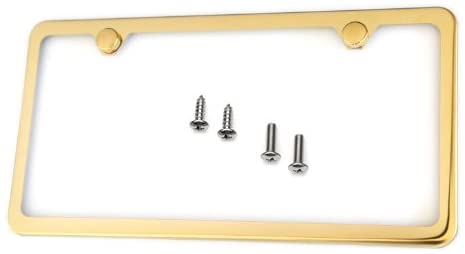 Titanium Gold Slim Style Stainless Steel License Plate Frame