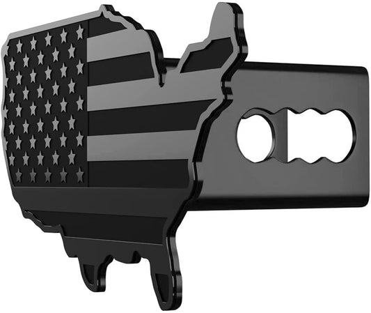 United States Map Flag Metal Trailer Hitch Cover Heavy Duty (USA Black Map)