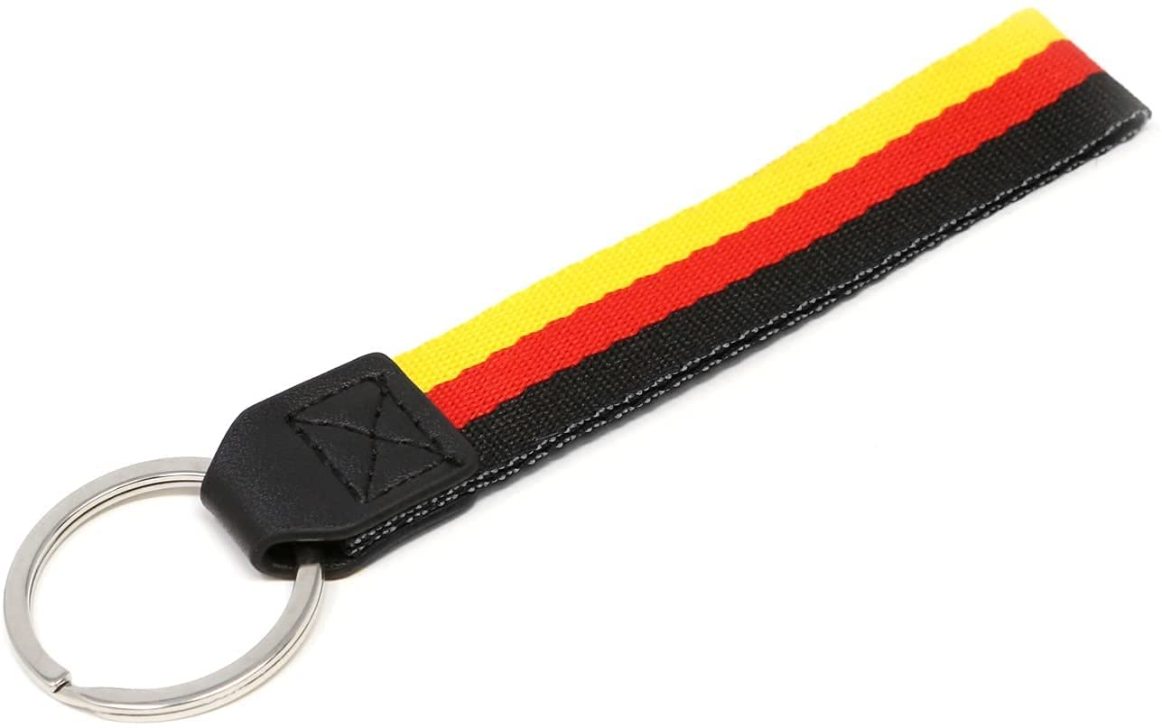 German Leather Stripe Ribbon Keychain Nylon Band Key Chain