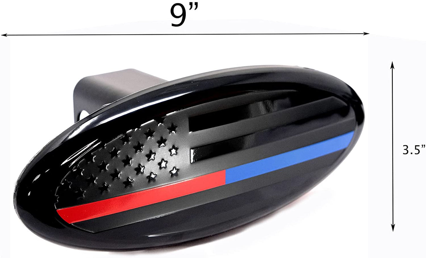American Flag Black Oval Metal Trailer Hitch Cover (Fits 2", 2.5" Receivers)