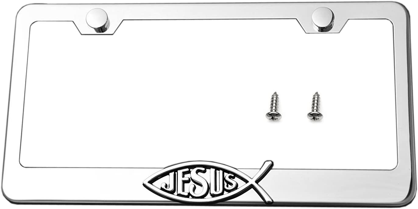 Stainless Steel Jesus License Plate Frame