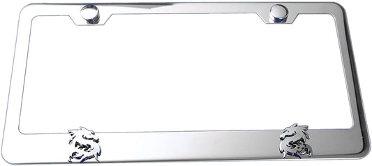 Dragon 3D Chrome Emblem Polished Stainless Steel License Plate Frame
