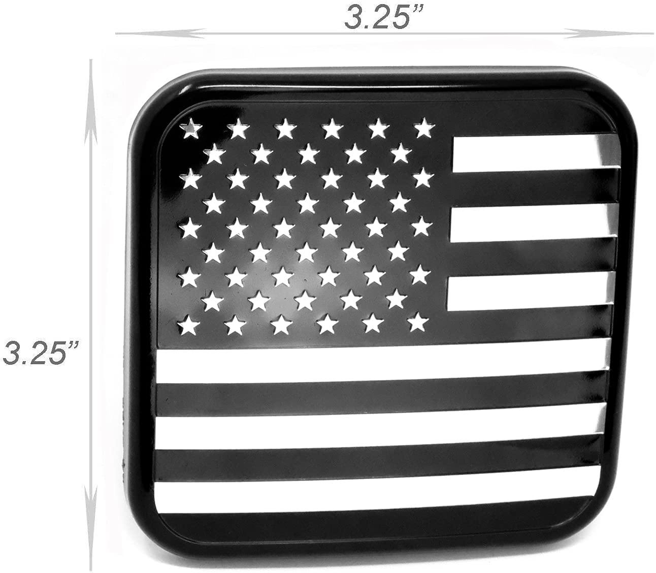 American Metal Flag Trailer Hitch Cover (Black Chrome) Fits 2" Hitch Receivers.