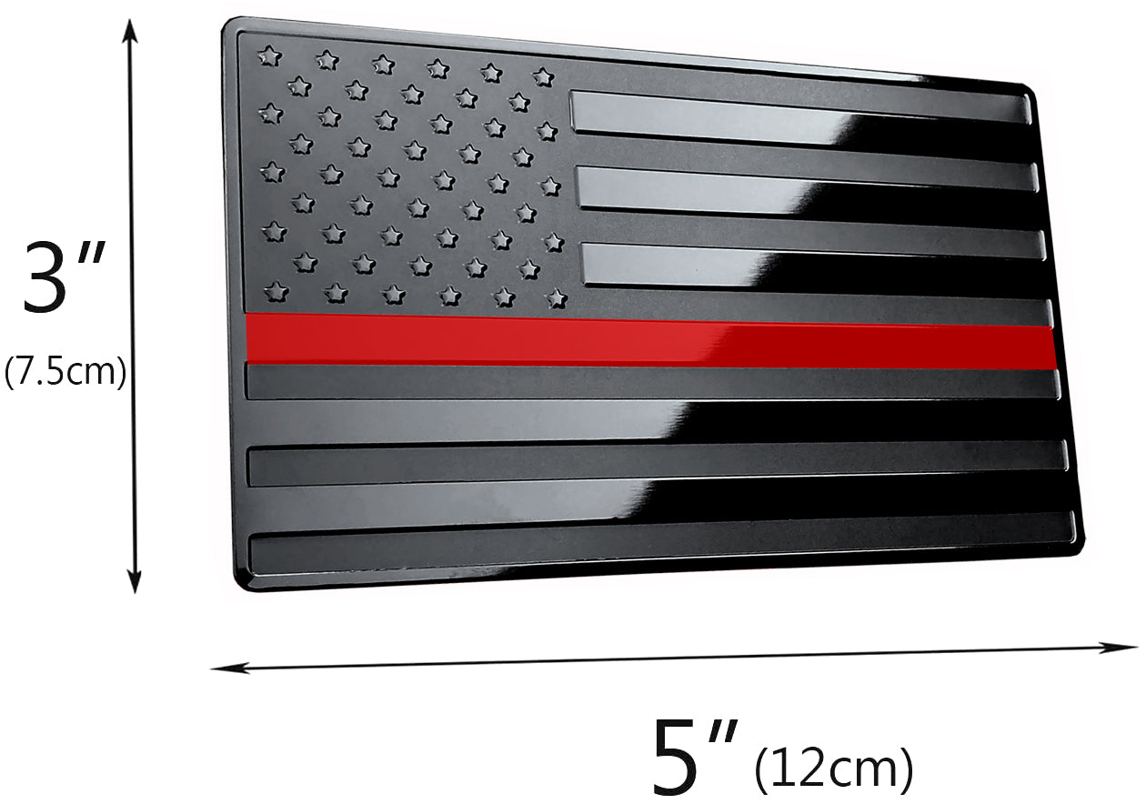 US Black Flag Emblem with Red Line for Cars, Trucks, Wall 5"x3" 1pcs