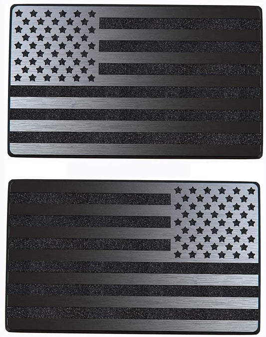2"x3" Magnet American Flag Auto Decal for Cars Trucks, 2pcs Forward and Reverse Set (Black)