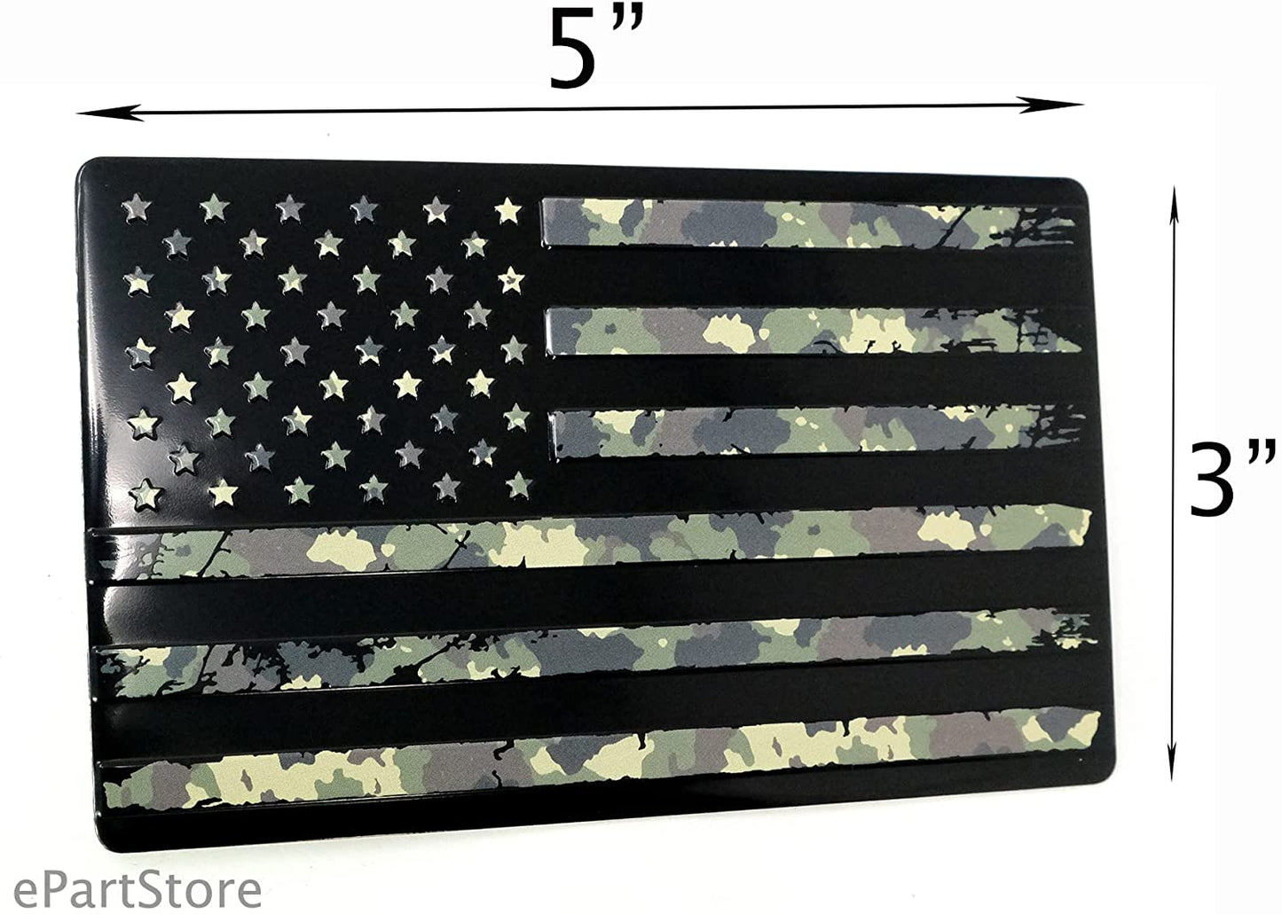 USA American 3D Metal Flag Auto Emblem for Cars Trucks  (5"x3", Military Black)