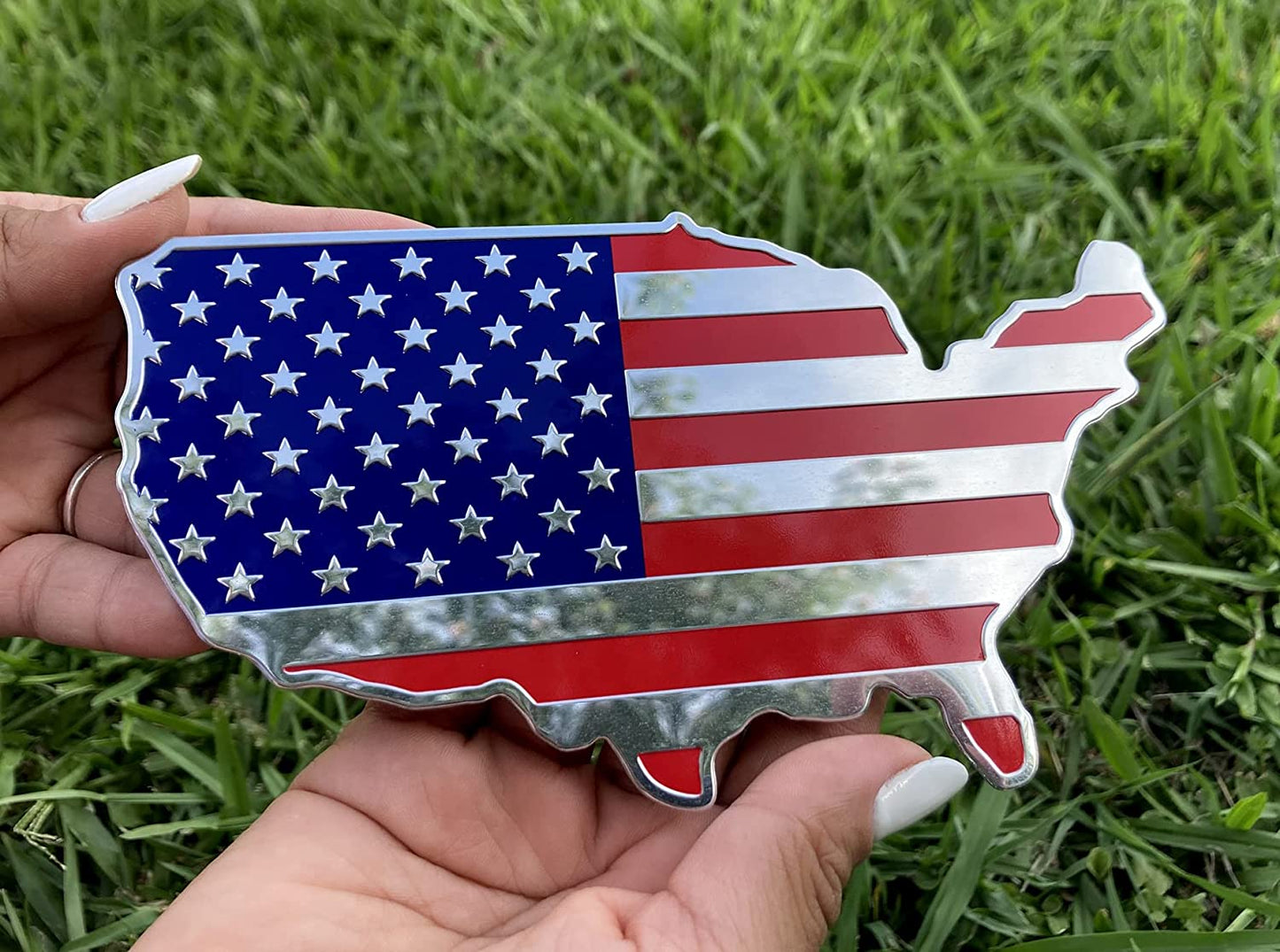 United States Map Flag Metal Trailer Hitch Cover Heavy Duty (Color Flag)