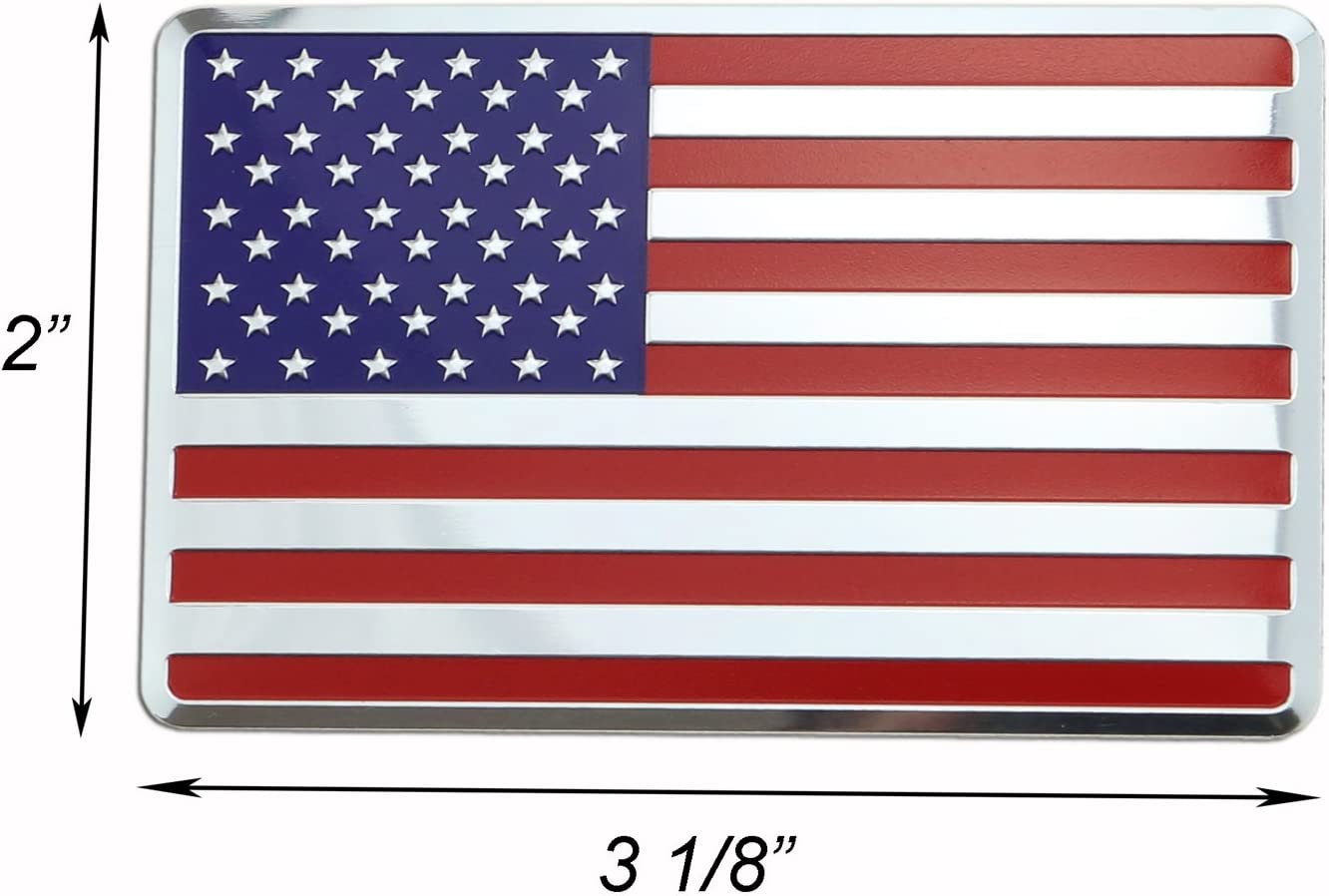USA Metal Flag Emblem for Cars, Trucks (Color Flag, 2"x 3 1/4") 1pcs