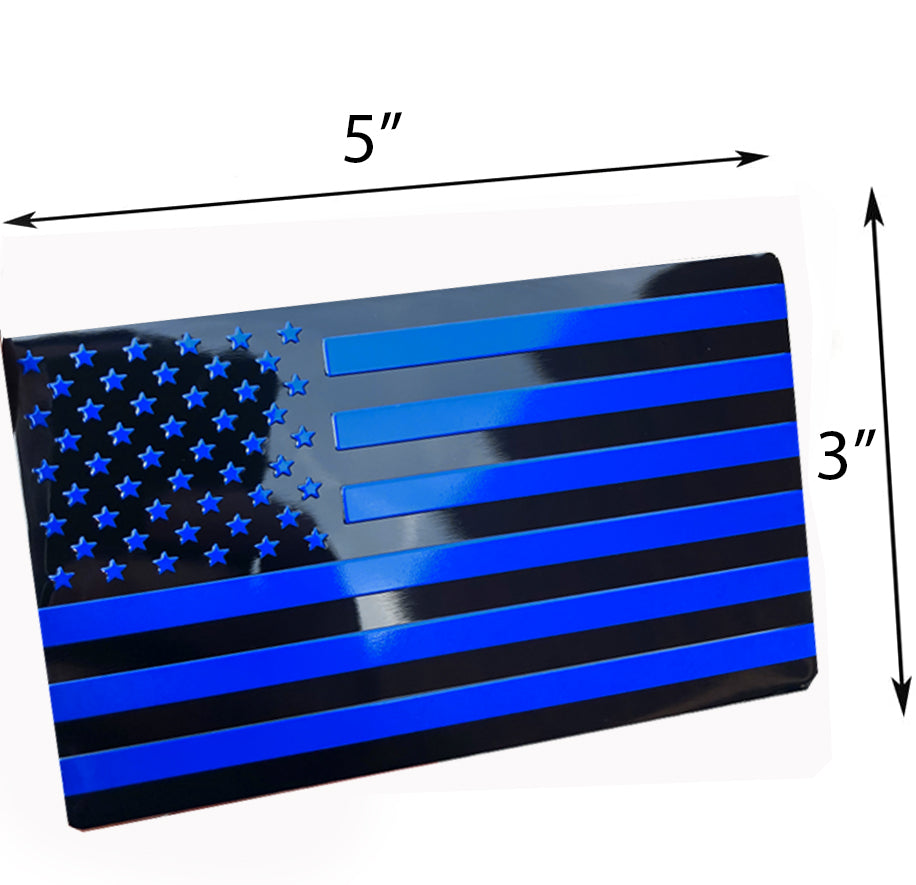 US Black Blue Flag Fender Emblem for Cars 5"x3" 1pcs