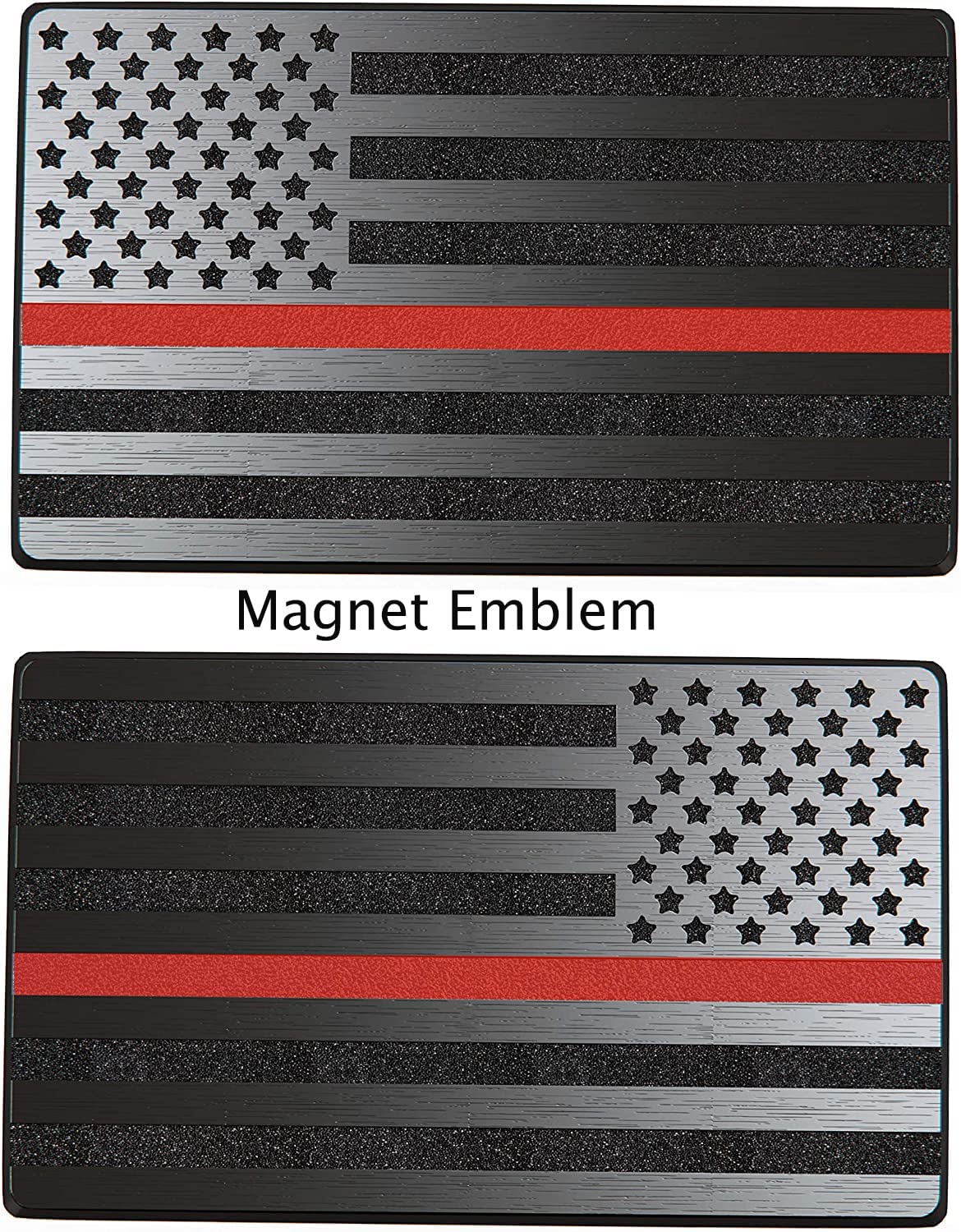 5"x3" Magnet American Flag Auto Decal for Cars Trucks, 2pcs Forward and Reverse Set (Black with Red Line)
