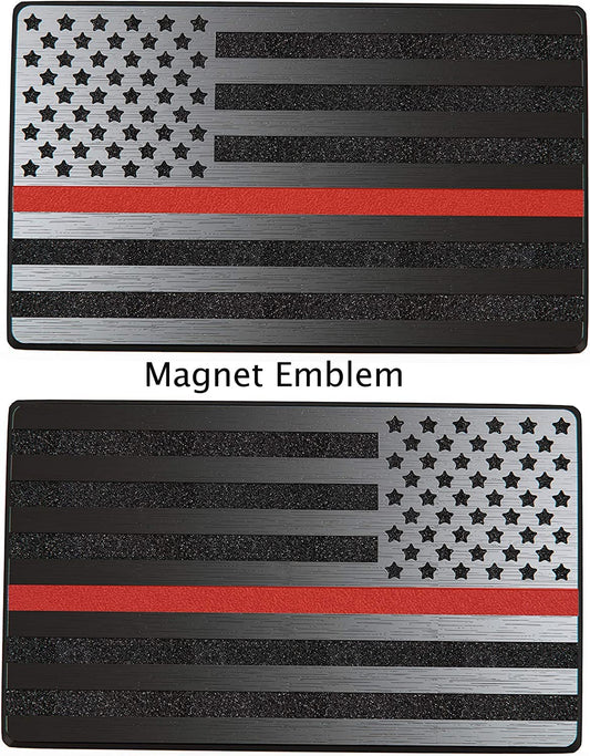 5"x3" Magnet American Flag Auto Decal for Cars Trucks, 2pcs Forward and Reverse Set (Black with Red Line)