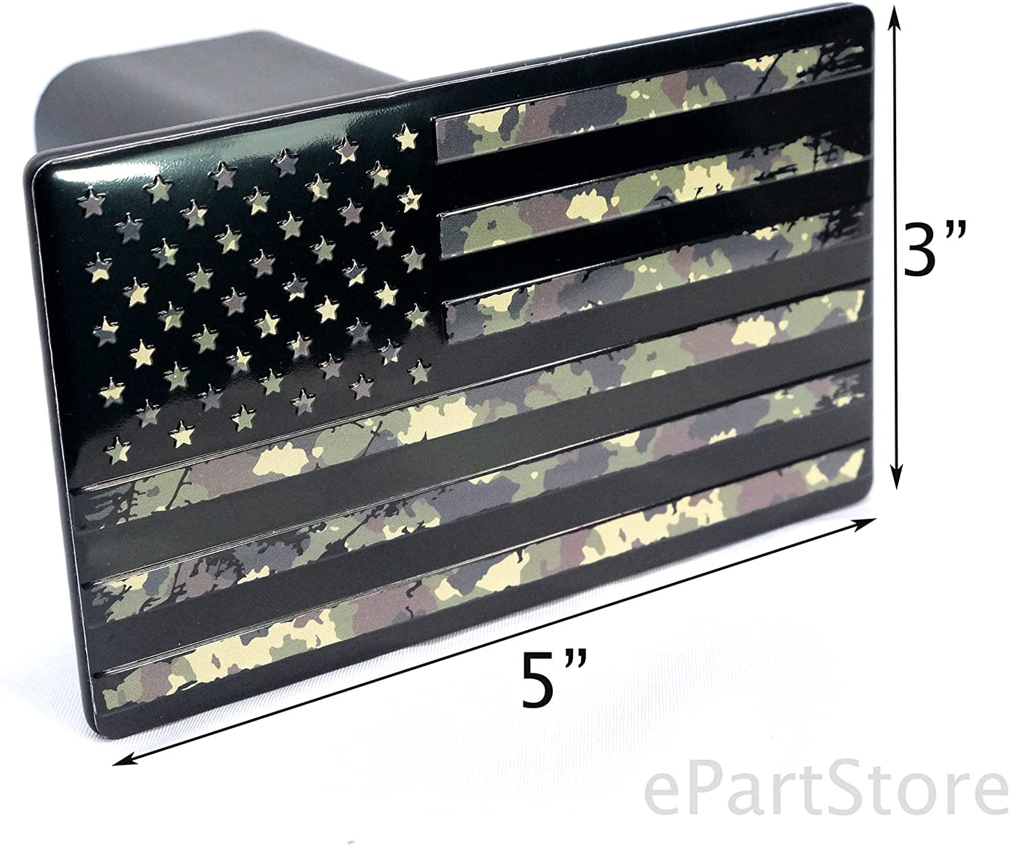 American Metal Flag Hitch Cover (Fits 1.25", 2", 2.5" and 3" Receiver, Military Camouflage)