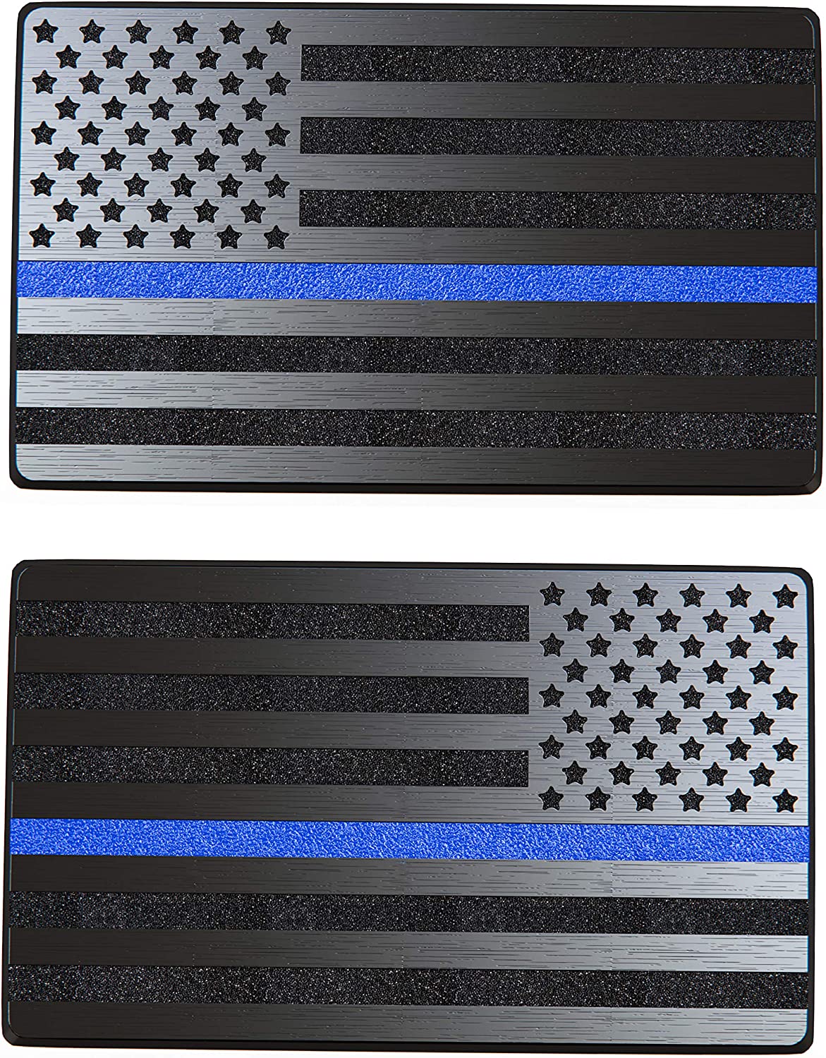 USA 3D Metal Flag Auto Emblem for Cars Trucks 2pcs Forward and Reverse Set (5"x3", Blue Line)