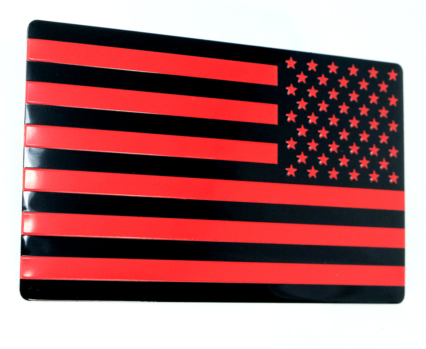 US Black Red Flag Fender Emblem for Cars, Trucks 5"x3" (Pair - Forward & Reverse)