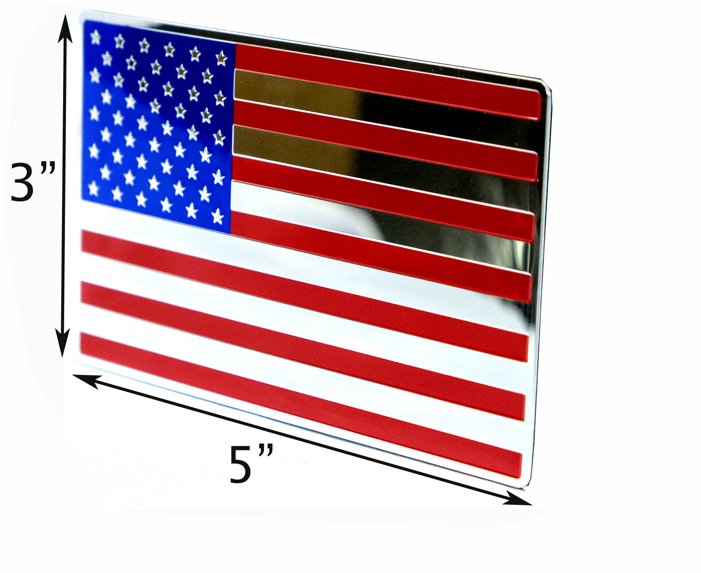 USA Metal Flag Emblem for Cars, Trucks (Color Flag, 5"x 3") 1pcs