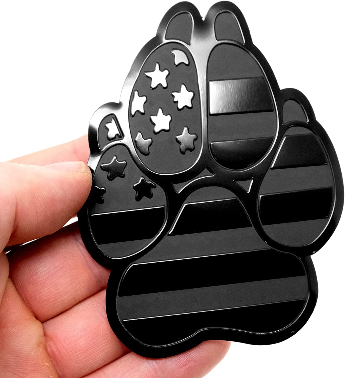 American Metal Flag Dog Paw K9 Unit Auto Fender Emblem for Cars Trucks (3"x4", Black)