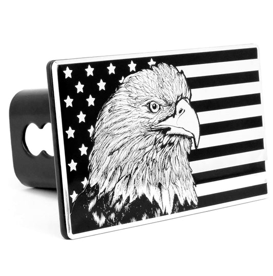 eVerHITCH Chrome American Eagle Flag Metal Hitch Cover