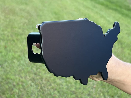 Blank Metal Hitch Cover (Fits 2", 2.5", 3" Receiver, Black Map 7"x4")